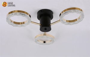 3 lys CE TUV LED dekorativ loftslampe aluminium ringformet design rosa guld arme integreret LED strip belysning